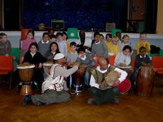 Keith, Darryl and Jo Jo with Year 3 children