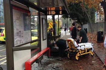 Car Being Chased By Police Ploughs into Bus Queue