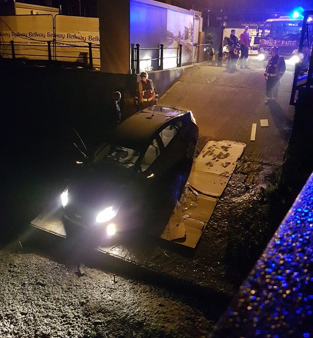 Car on slipway