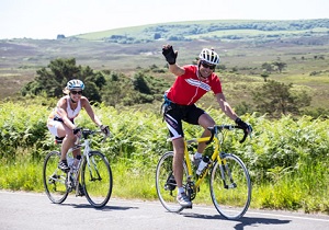 Happy cyclists