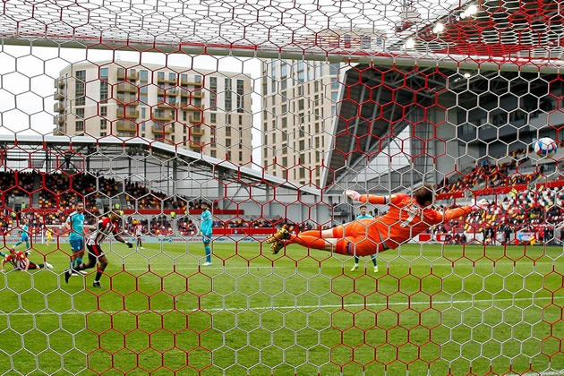 Ivan Toney's penalty was perfectly placed. Picture: Brentford FC 