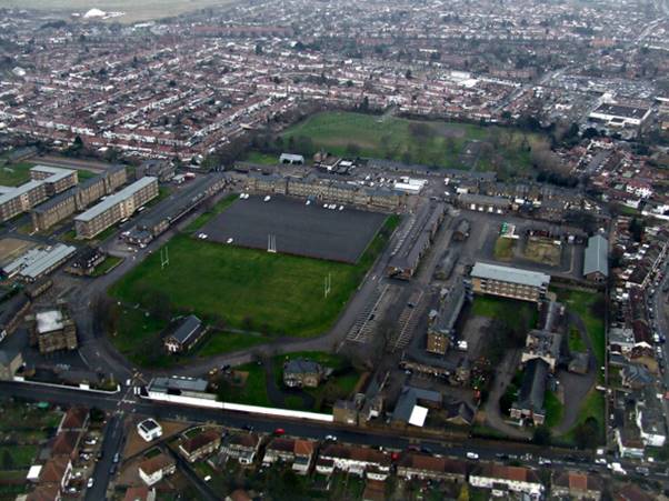 An aerial view ofHounslow cavalry barracks