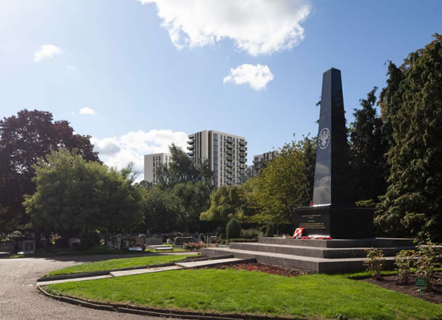 View from Katyn Memorial in Gunnersbury Cemetery