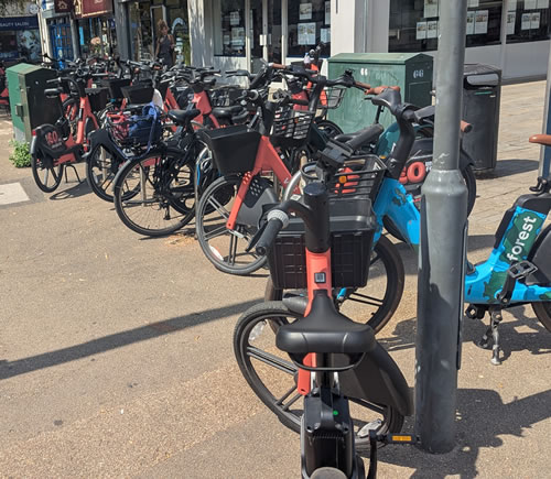 E-bikes outside Morrisons 