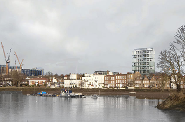 CGI showing building looking over Strand on the Green