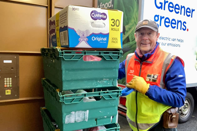 Paul Lang delivering groceries for Tesco