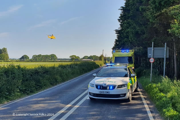 Police at the scene in the aftermath of the collision 