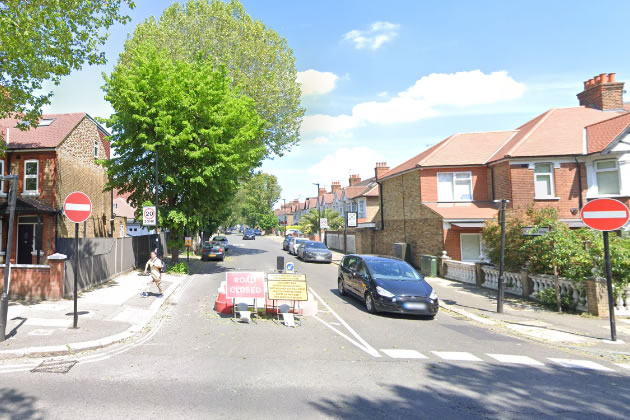 The road closure at the junction of Boston Manor Road and Swyncombe Avenue