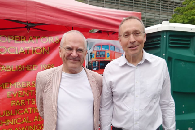 Andy Slaughter with Lord Hendy at the Routemaster event