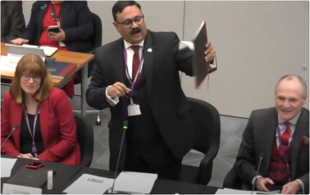 Cabinet member Cllr Katherine Dunne, council leader Cllr Shantanu Rajawat, and Chiswick-dwelling Labour chief whip John Stroud-Turp listening to Cllr Rajawat’s description of Chiswick as a backwater 