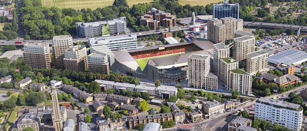 stadium and flats