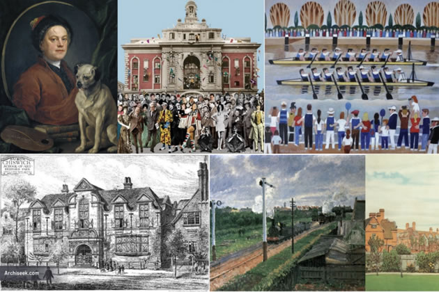 A montage of paintings from artists with a Chiswick connection