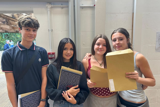 Chiswick School students with their GCSE results