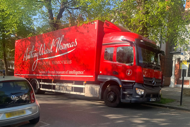 The removal van outside their former Chiswick home last month