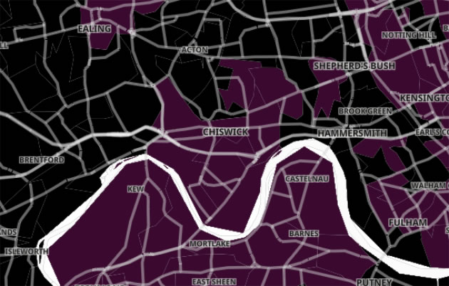 Latest map of Covid infections with darker areas having higher rates