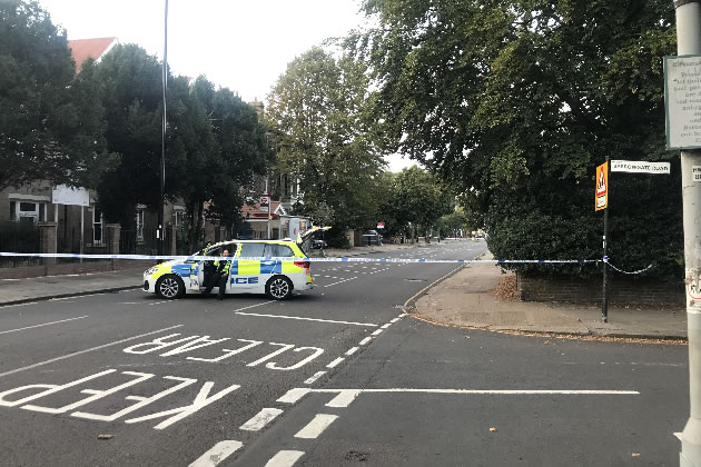The police blocked of the road by junction with Barrowgate Road