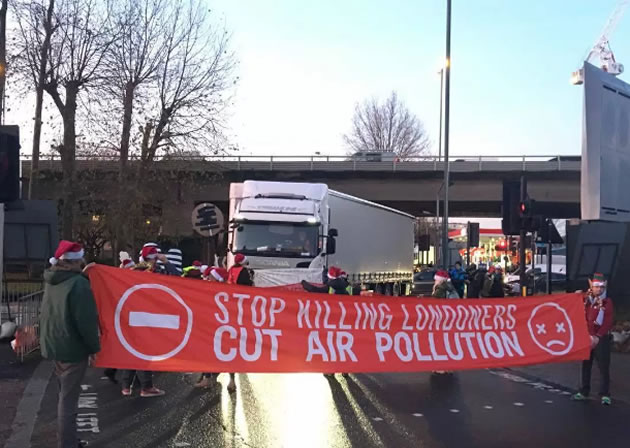 scene of protest against air pollution 