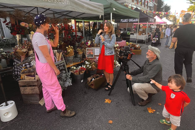 The BBC at Chiswick Flower Market with Jazzy Rose Flowers