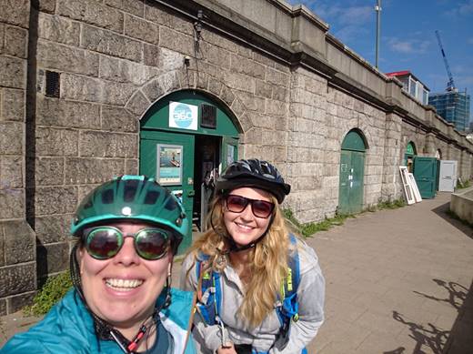 Cllr Gabriella Giles with Mary Tester, British Divers Marine Life Rescue and Seal Watch, outside Active360