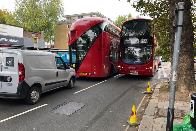 Cycle lane has led to a narrowing of Chiswick High Road