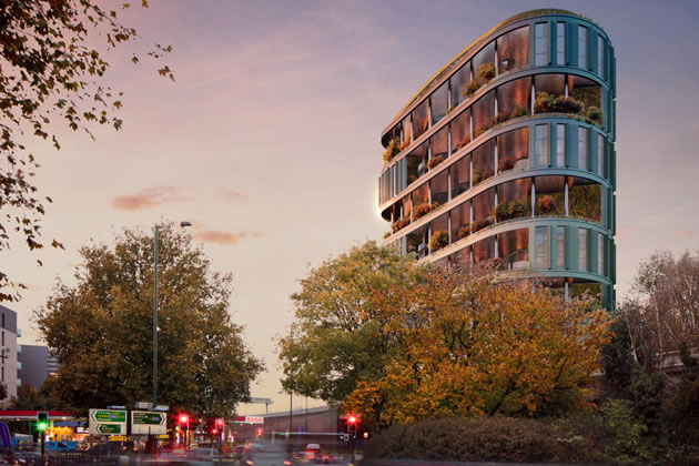 Holly House from the south side of Chiswick Roundabout