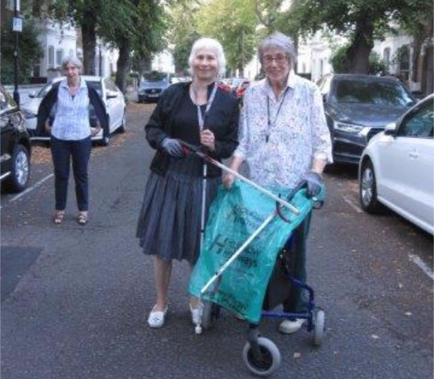 Barbara and Gill picking litter on Upham Park Road 