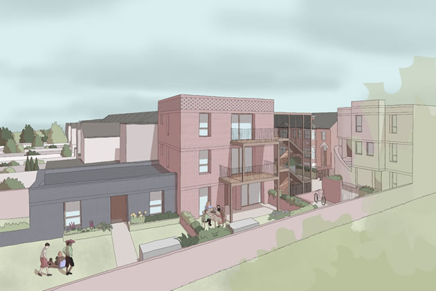 Visualisation how the development might look from planning documentation 