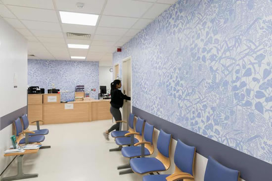 hospital waiting room showing marthe armitage wallpaper