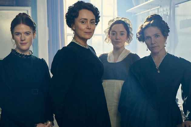 Rose Leslie, Keeley Hawes, Mirren Mack and Jessica Hynes from ‘Miss Austen’. Picture: BBC/Robert Viglasky