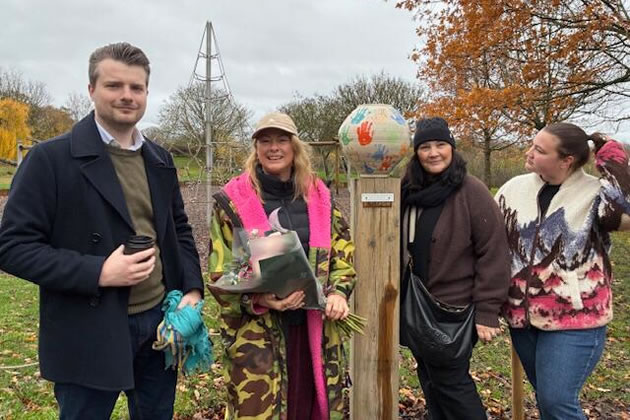 Cllr Jack Emsley, Roz Wallis and Tina Heighs from the Riverside Community Day Nursery and her daughter