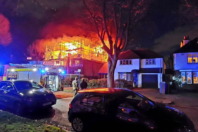 The fire in full force on Park Road