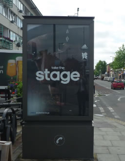 immage of phone kiosk with digital displays