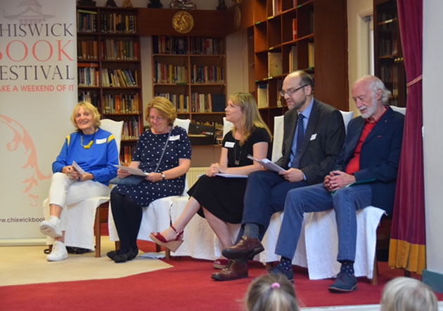 The competition judges from a previous year with Roger McGough