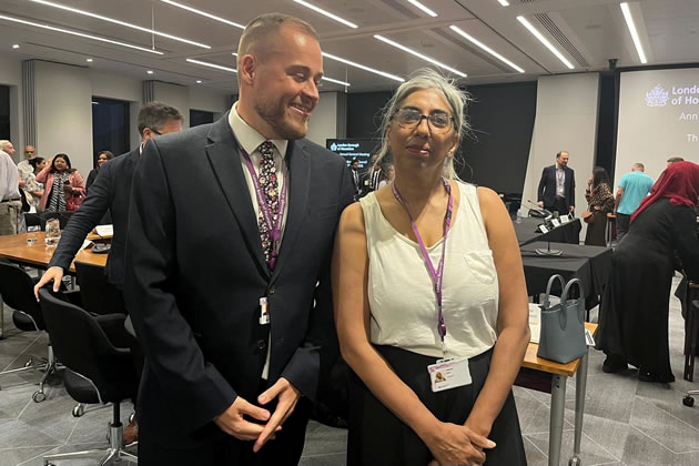 Cllr Rick Rowe standing next to Cllr Jasmine Deol following the London borough of Hounslow AGM