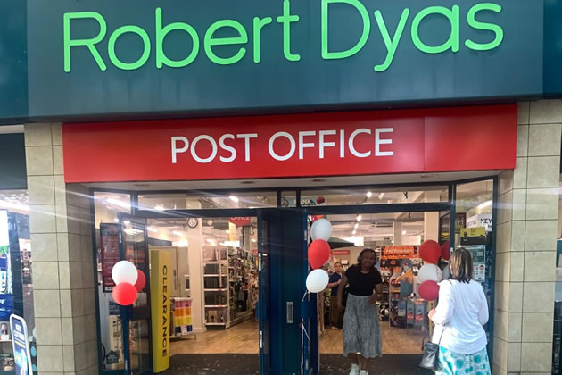 Balloons encouraged customers to come and see the new Post Office