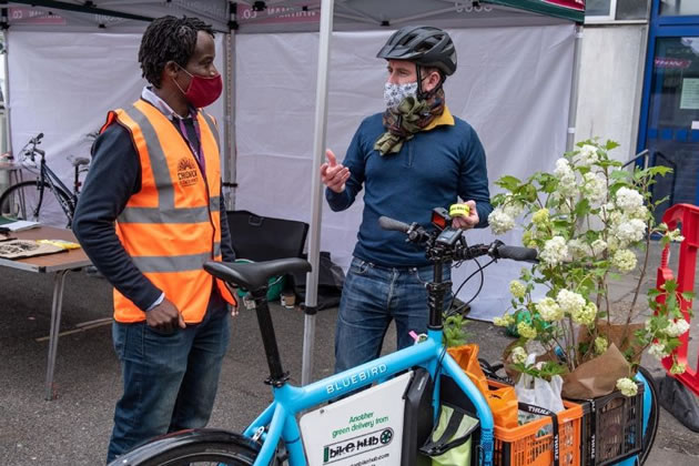 Councillor Ron Mushiso (on the left) and Paul Campbell atthe Flower Market