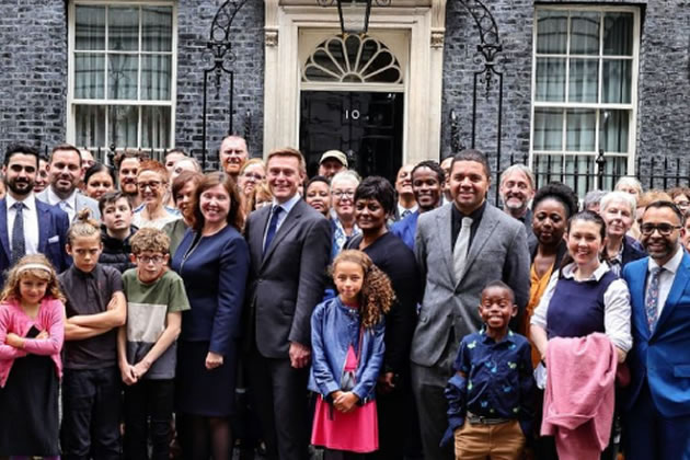 Cllr Mushiso with group outside Number 10 Downing Street 