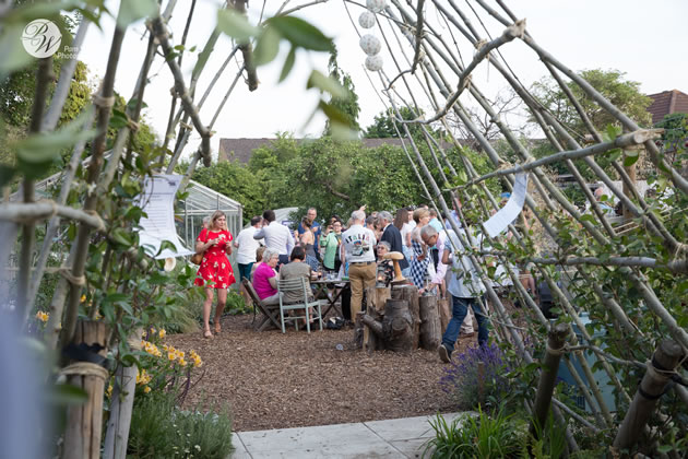 a gathering at the Salopian summer party 