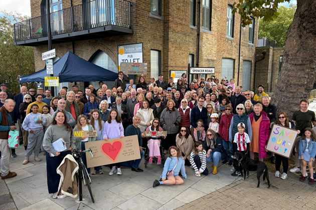 Residents gathered outside the pub site this Saturday to protest against the plans