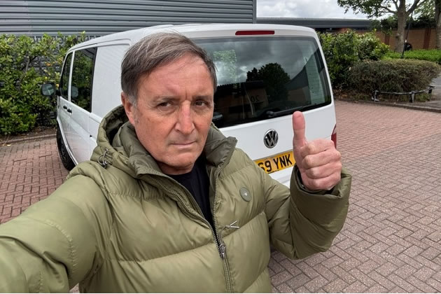 Steve Butler with the van the items were taken from