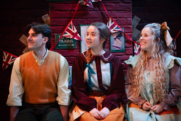 Emma Rowe (Bobby), Anya Burlton (Phyllis) and Max Pascoe (Peter)