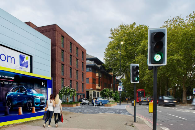 CGI of the hotel on Chiswick High Road looking east