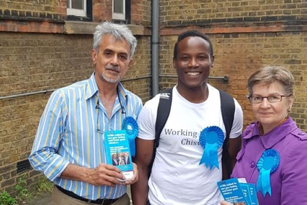 Cllrs Mushiso, Biddolph and Gill outside Hogarth Youth Centre 