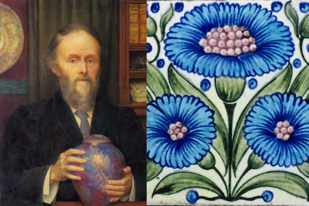 Portrait of William De Morgan by Evelyn De Morgan and the Bedford Park Daisy tile