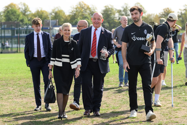 FA chair Debbie Hewitt is given a tour of the club's grounds