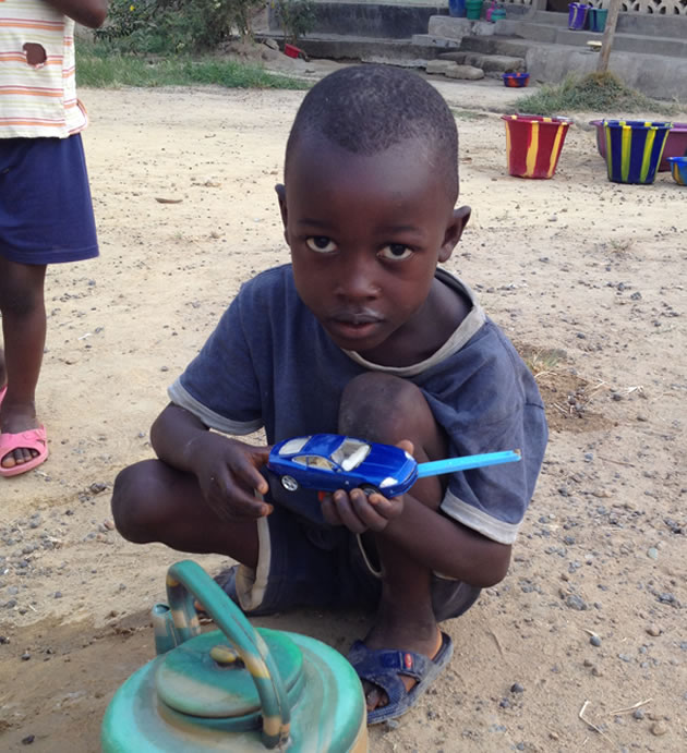 Boy in Sierra Leone get his first Jaguar 