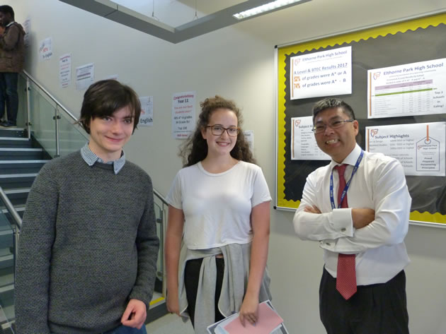 Seoan Webb and Siobhan Woodley with the Elthorne Park Headteacher 