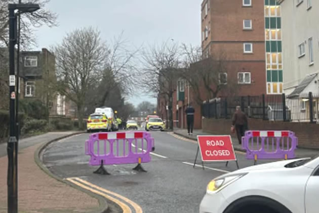Leeland Terrace near West Ealing Sainsbury’s is closed off