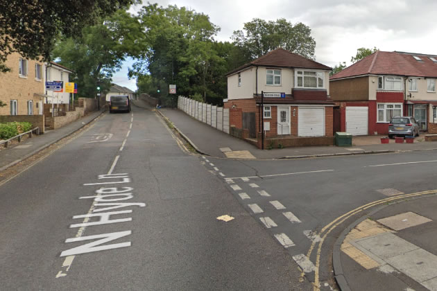 North Hyde Lane near the junction with Raleigh Road