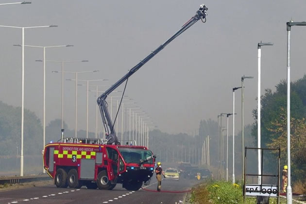 RAF fire fighting equipment called into action